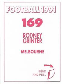 1991 Select AFL Stickers #169 Rodney Grinter Back